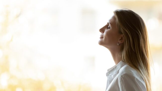 woman breathing